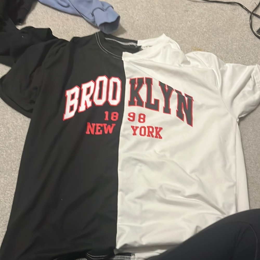 oversized, black, and white Brooklyn Tee